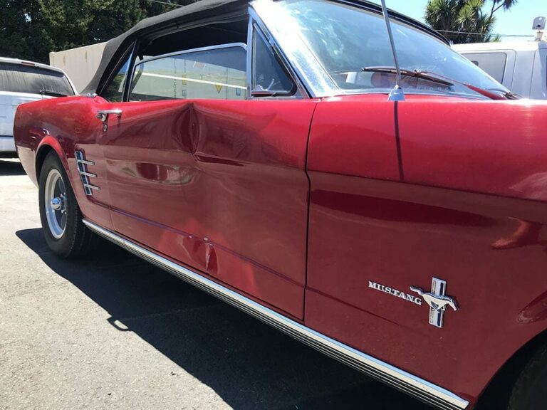 Impacted side door on Mustang